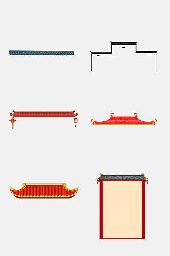 简洁中国风中式建筑屋檐免抠素材
