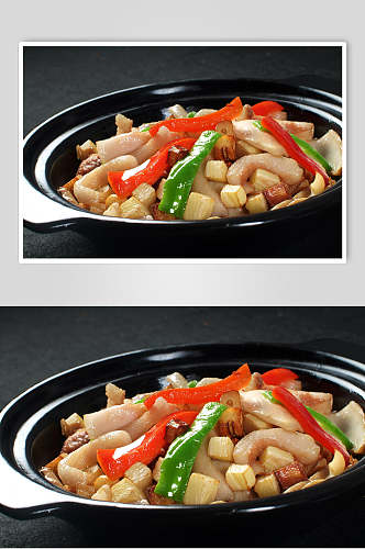 热菜干锅百灵菇餐饮高清图片