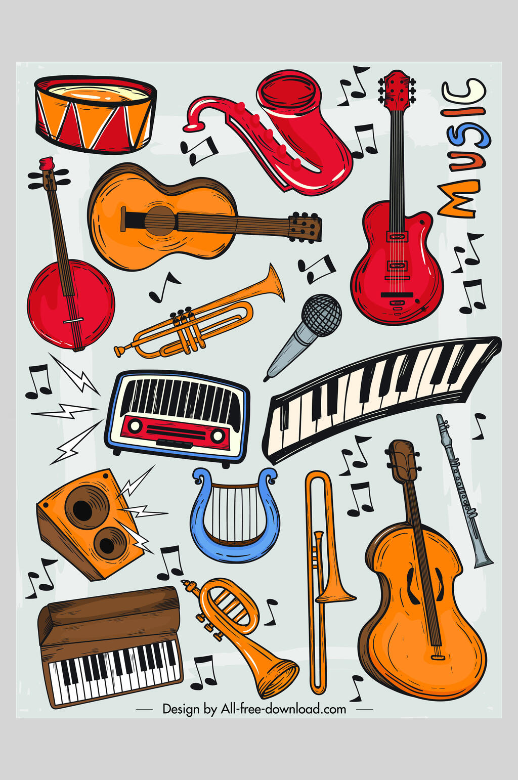 音乐社团海报绘画图片