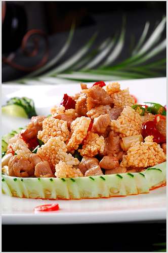川黔菜锅巴肉丁美食图片