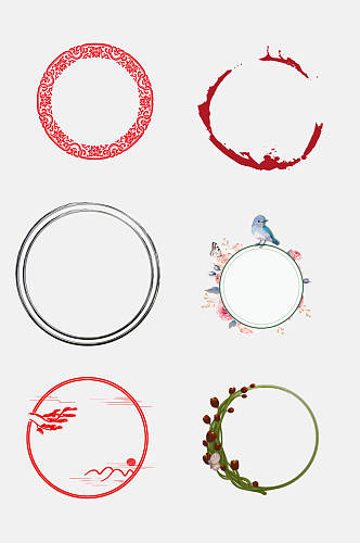 中式创意圆形中国风窗格花纹免抠素材