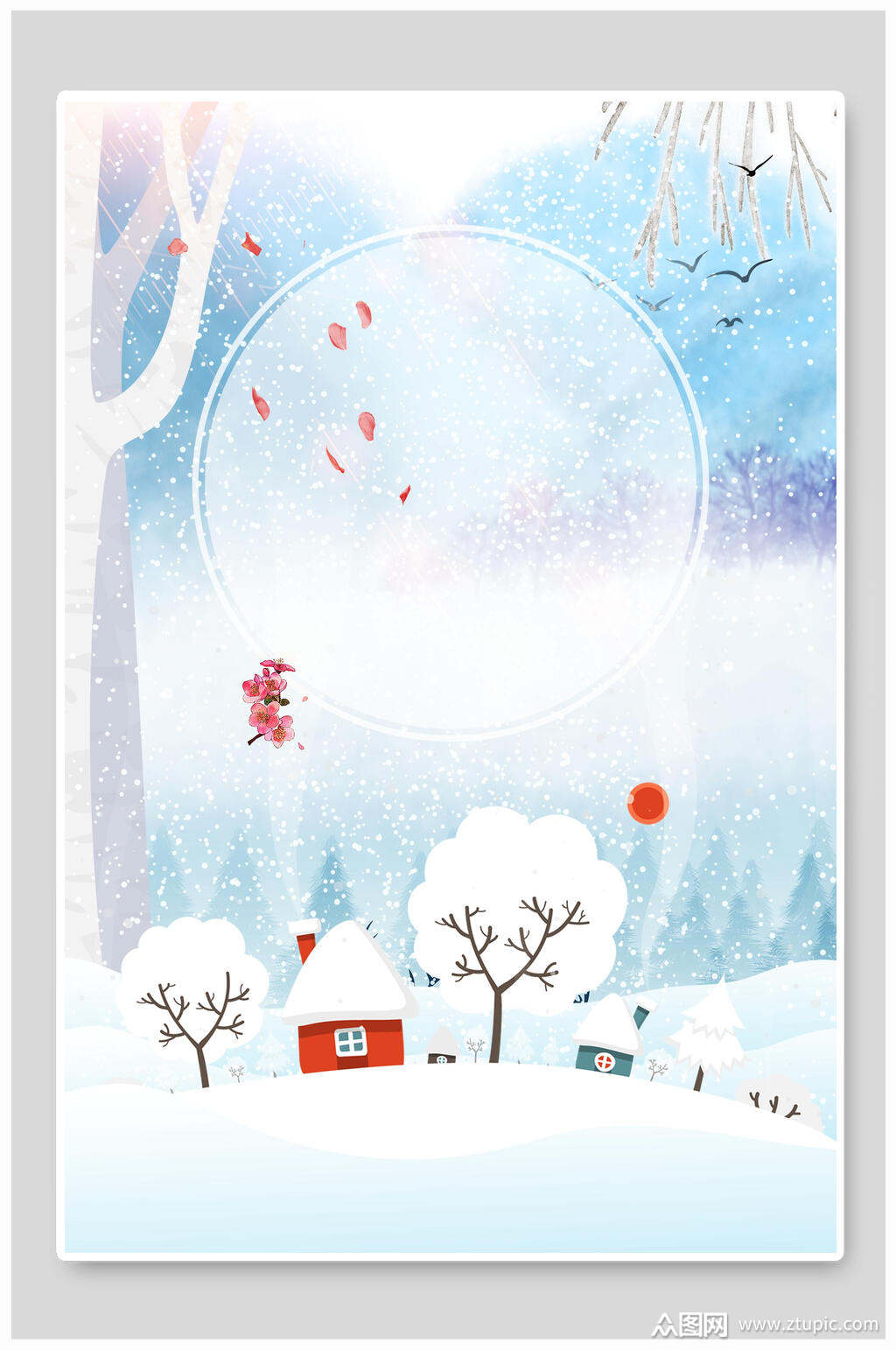 卡通冬天背景psd素材