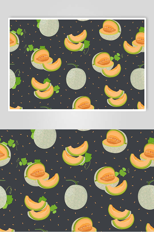 哈密瓜水果图案素材