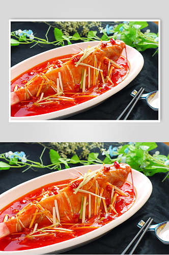 韭香红沙鱼食物高清图片