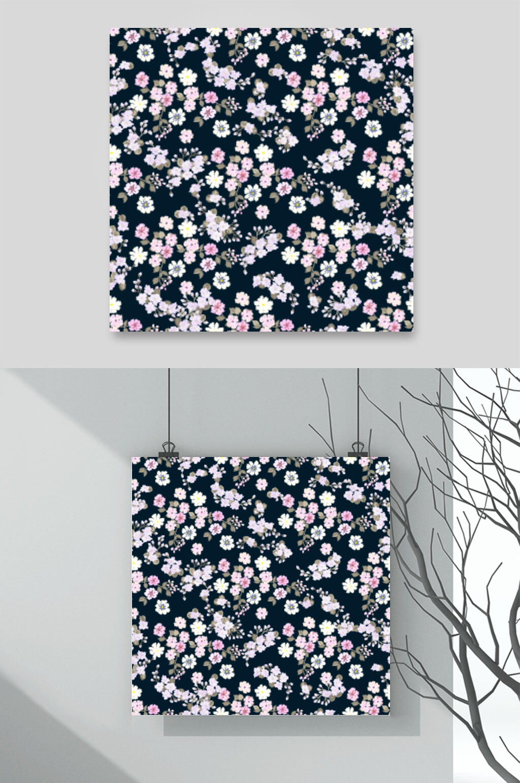 清新花卉碎花图案矢量背景素材素材