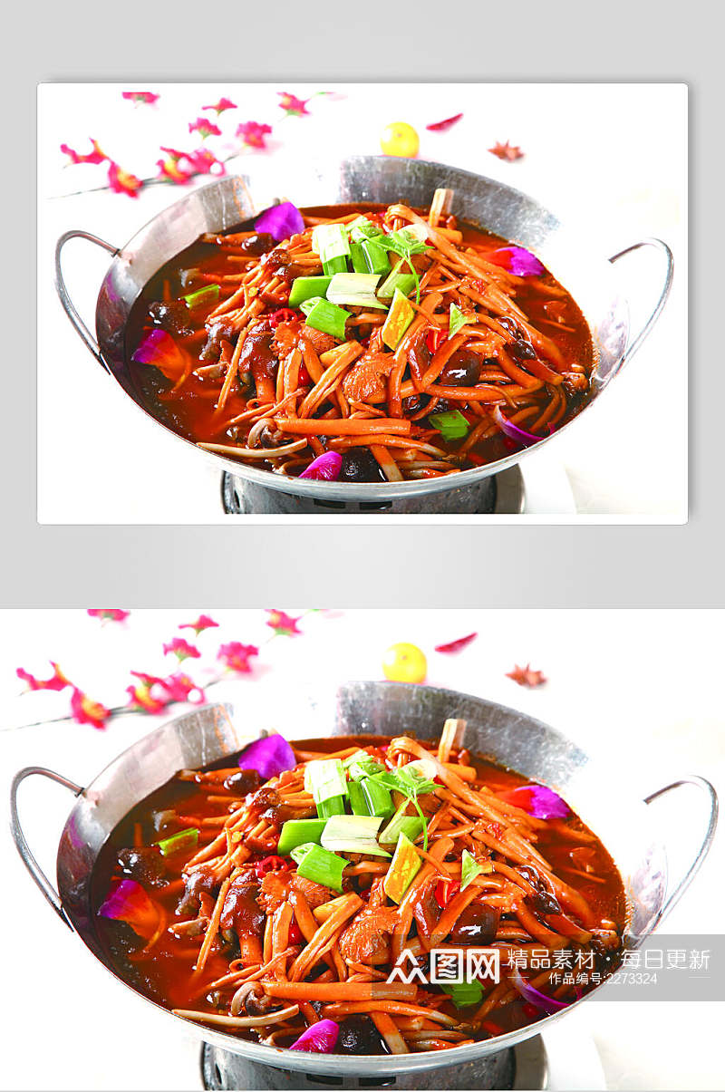 红油干锅茶树菇餐饮食品图片素材