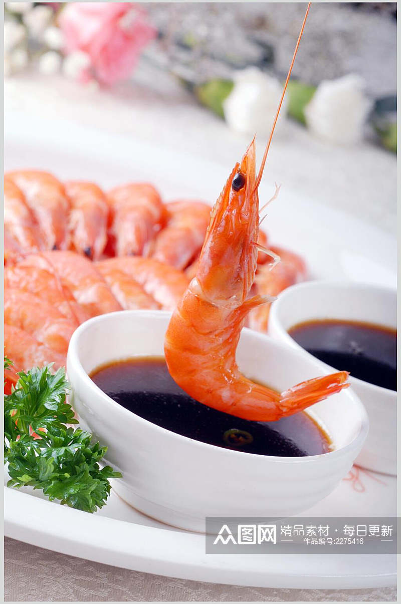 海鲜白灼虾美食图片素材