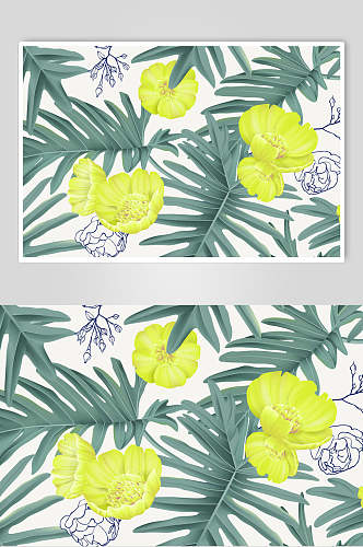 清新手绘植物花卉背景设计素材