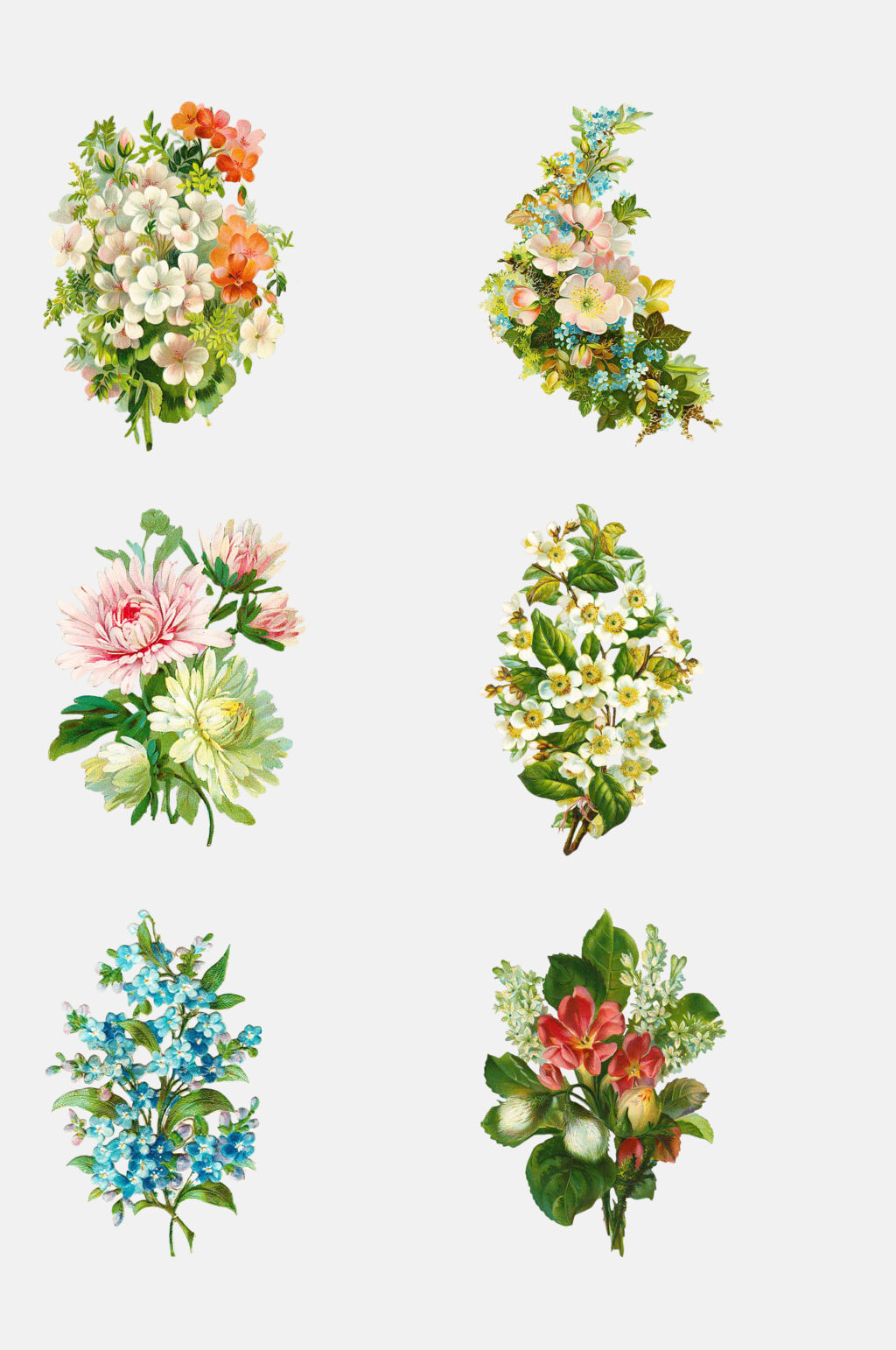 清新淡雅复古花卉免抠元素素材