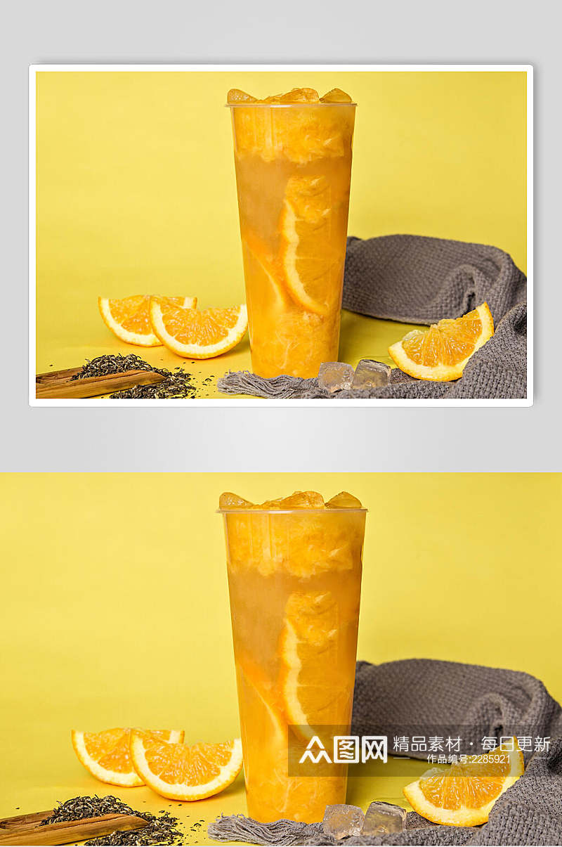 美味橙汁奶茶鲜果茶场景摄影图高清图片素材