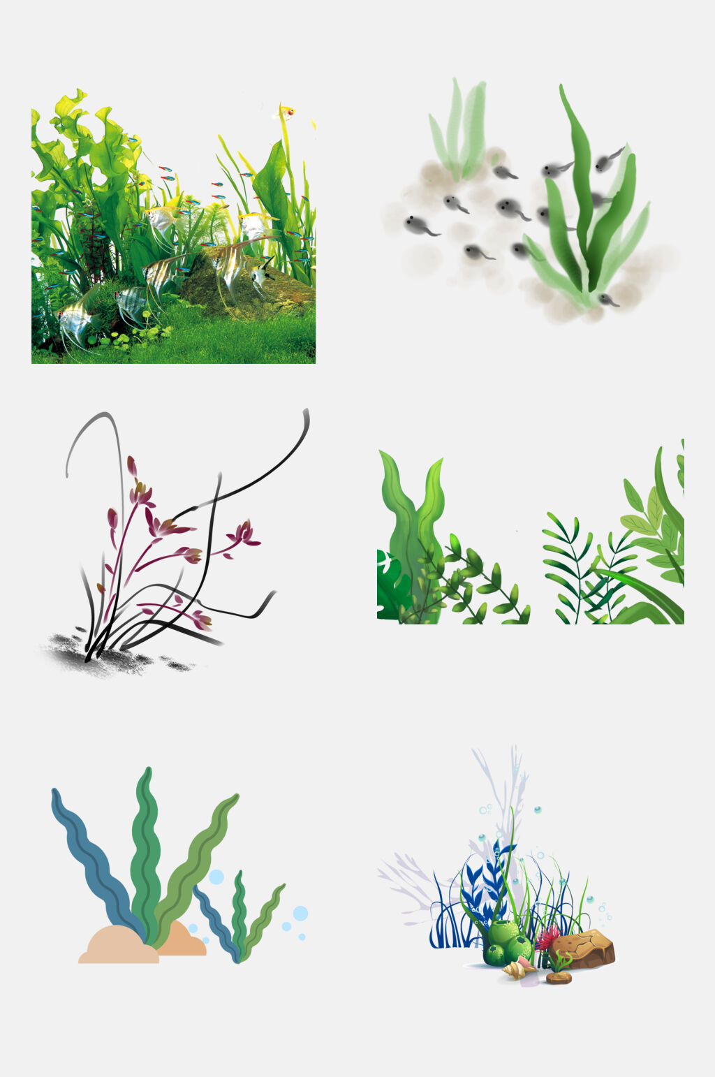 唯美海底世界水草素材素材