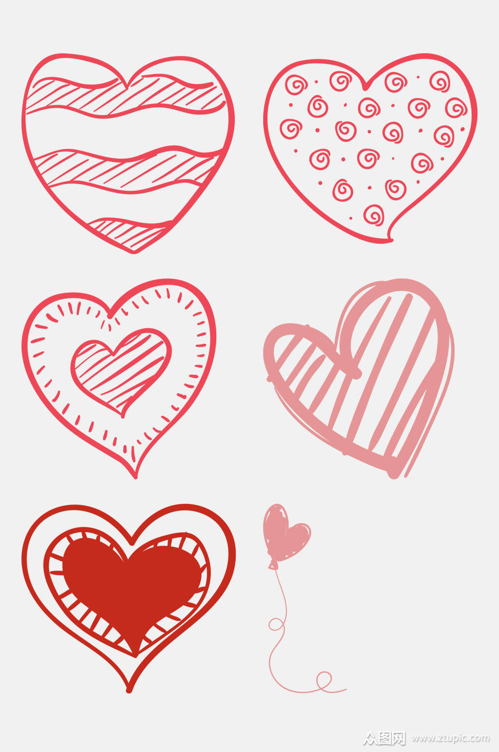 手绘粉色浪漫爱心心形免抠元素素材