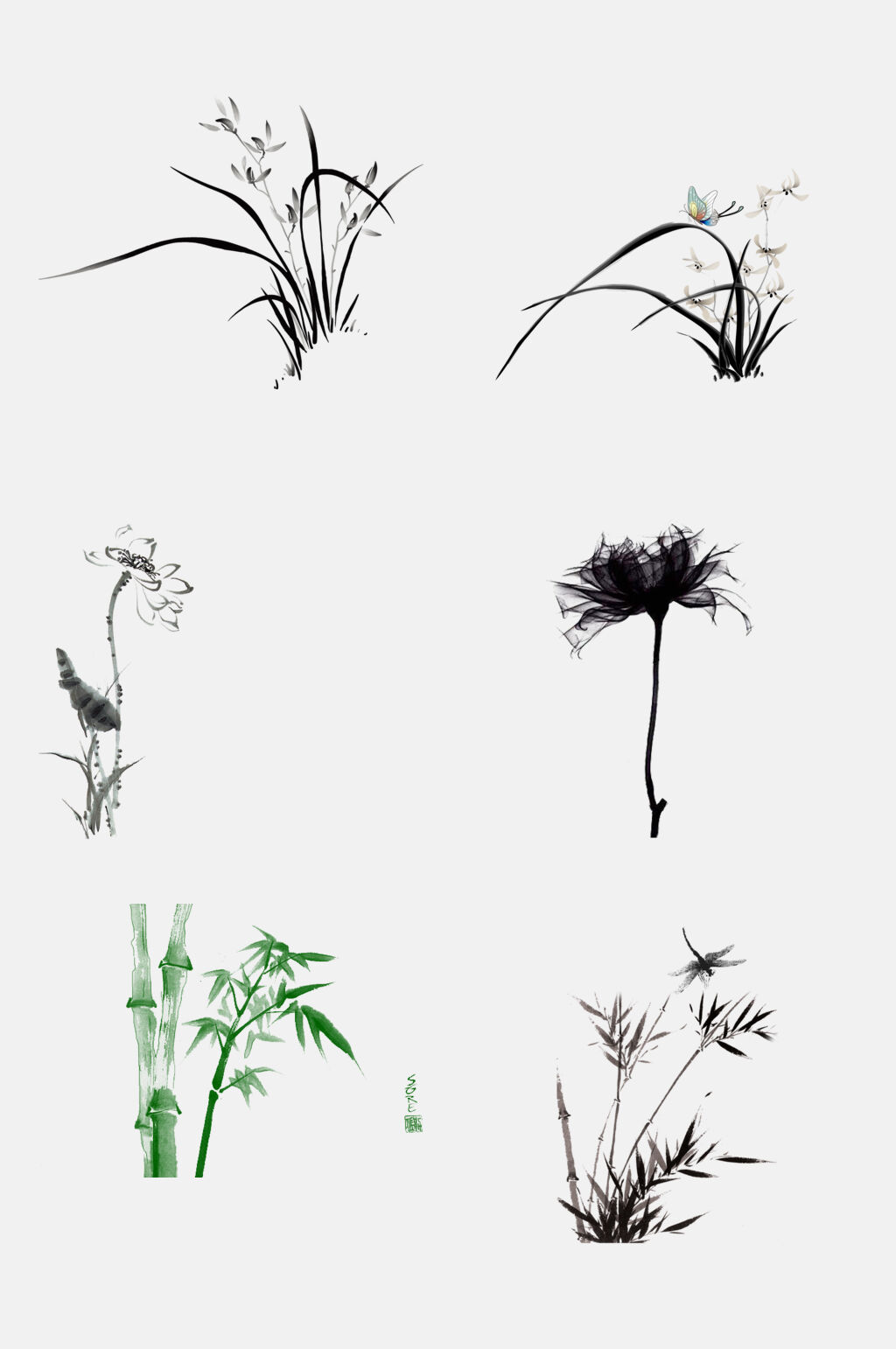 中国风水墨植物青竹素材素材
