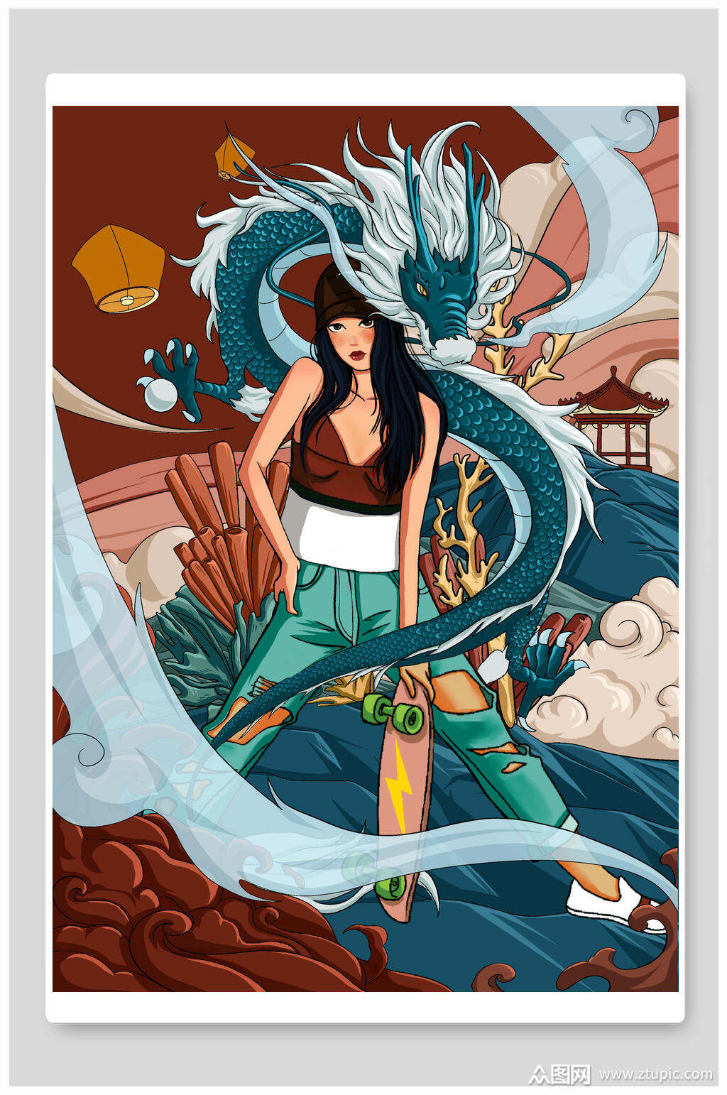 国风中式国潮插画素材