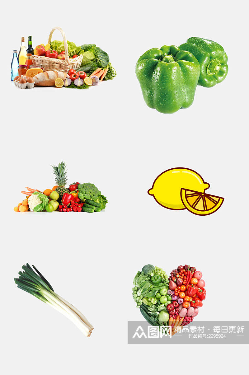 健康美味手绘瓜果蔬菜素材素材