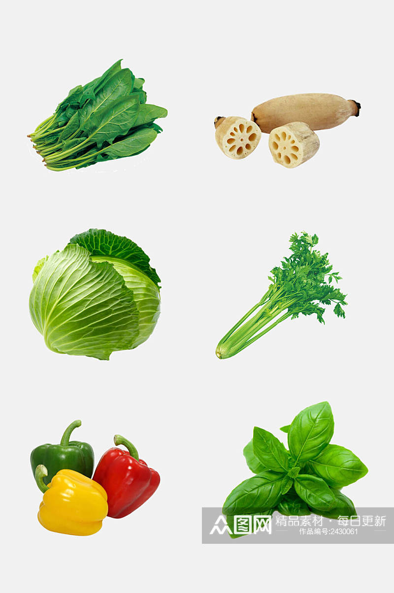 绿色手绘瓜果蔬菜素材素材
