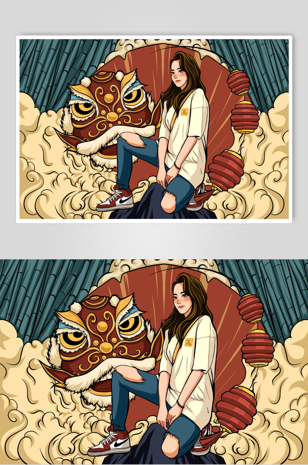 国风中式国潮插画素材素材