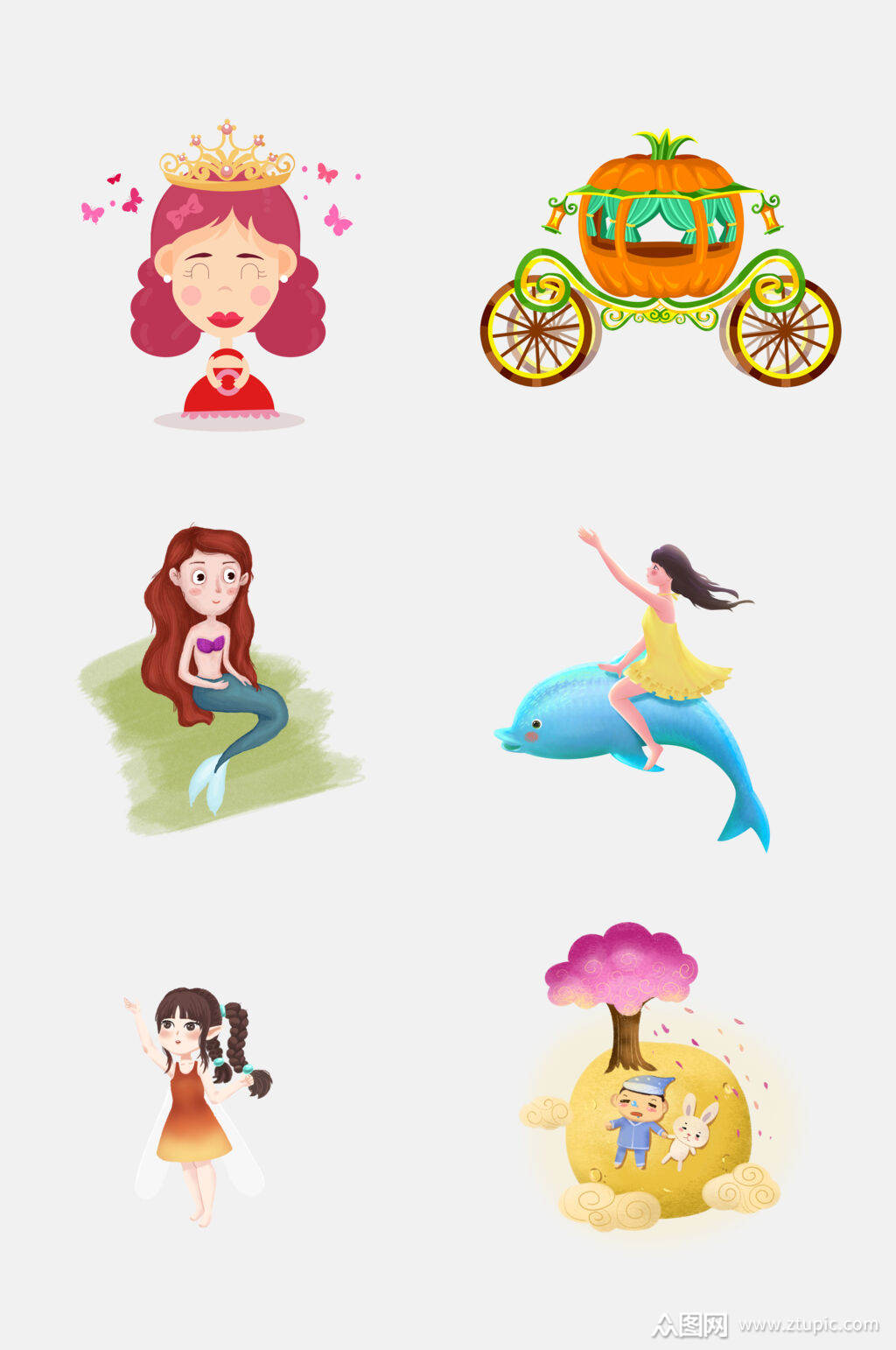 水彩唯美童话手绘人物素材模板下载-编号2295935-众图网