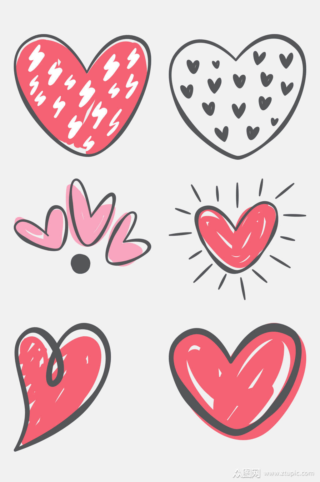 涂鸦爱心心形免抠元素素材