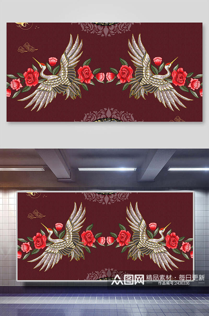 花鸟中国风元素背景展板素材