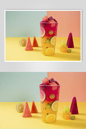 超级水果茶清凉夏日饮品摄影图
