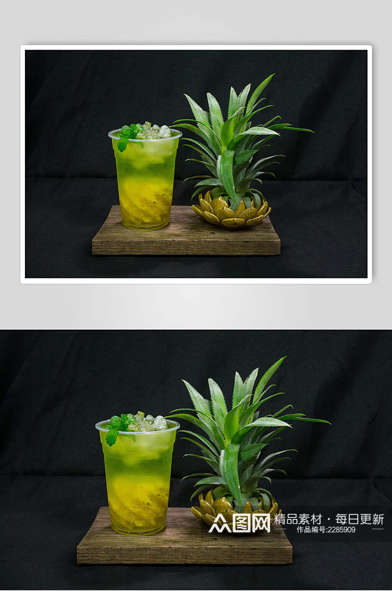 菠萝奶茶鲜果茶场景摄影图高清图片素材