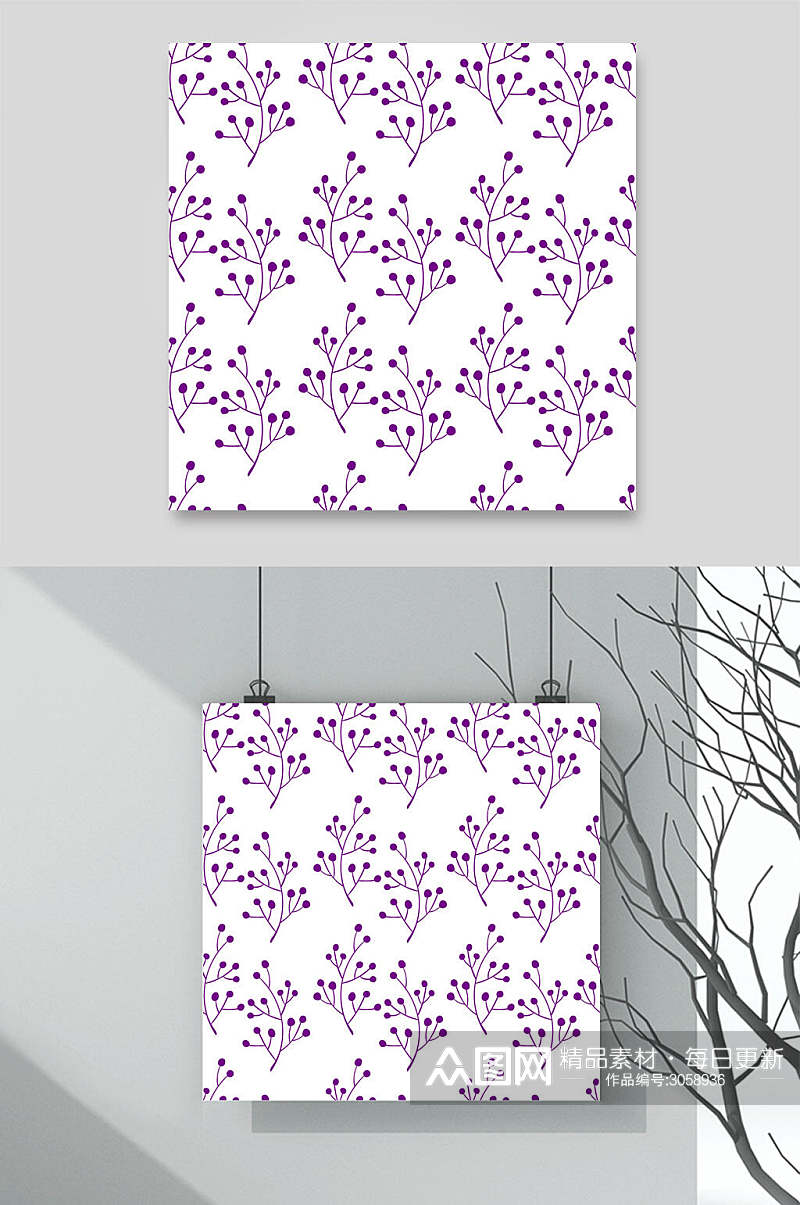 紫色花猫纹饰矢量设计素材素材