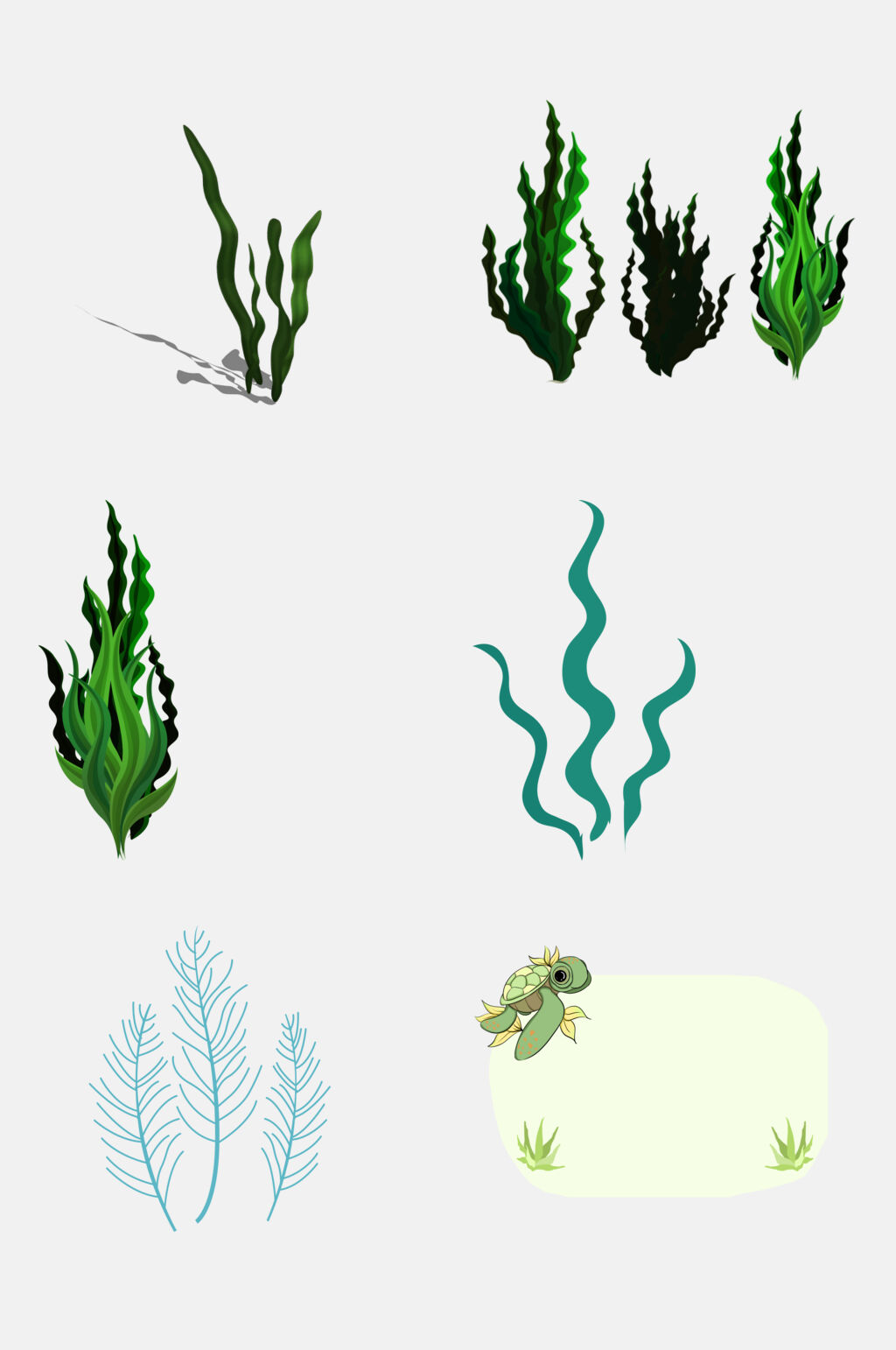 清新海底世界水草素材素材