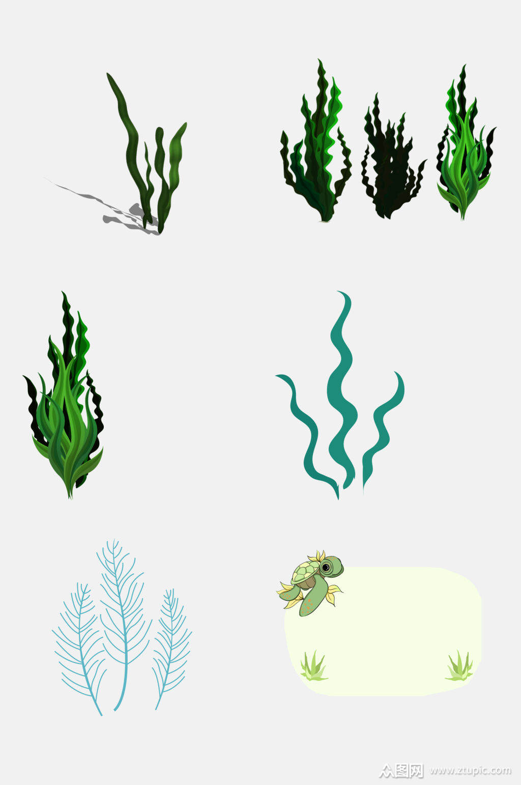 清新海底世界水草素材