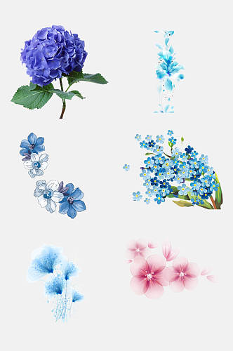 蓝色梦幻花卉鲜花素材