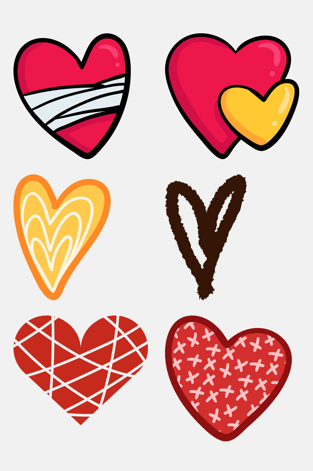 手绘涂鸦心形免抠元素