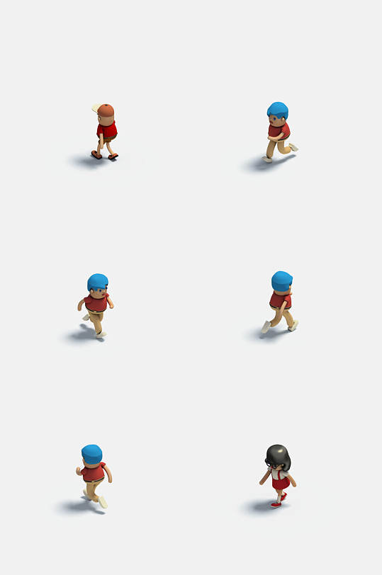 行走的人物三场景元素免抠素材