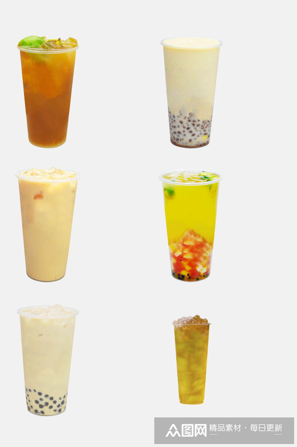 清新烧仙草水果茶夏日饮品免抠图素材