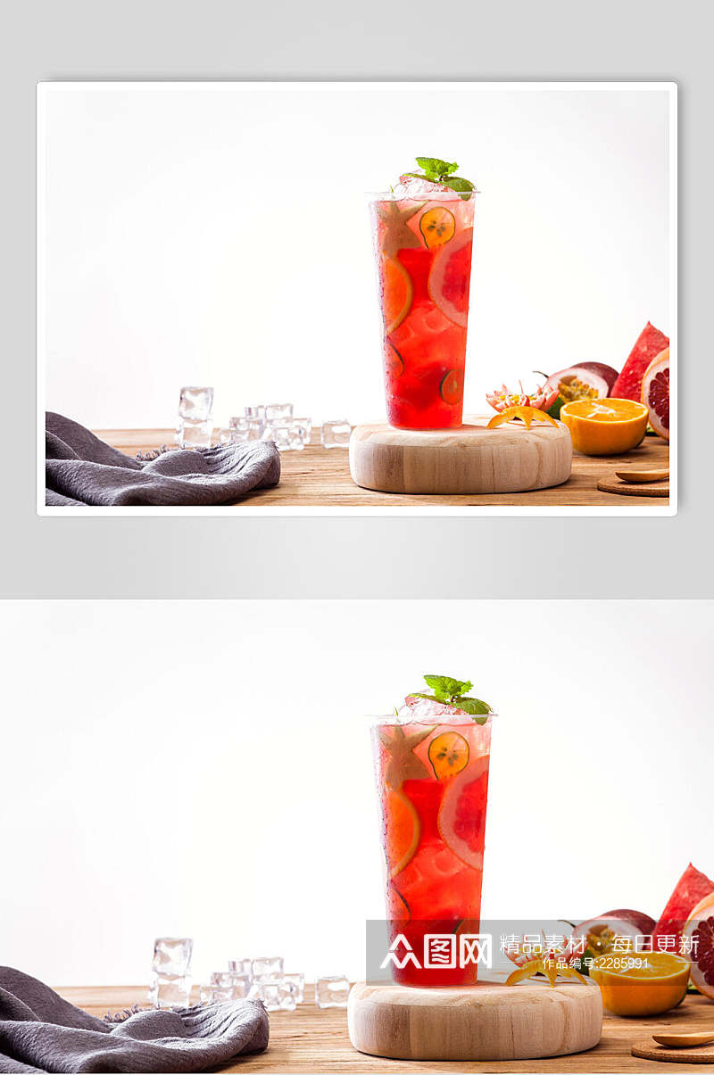 特色水果茶奶茶鲜果茶场景摄影图高清图片素材