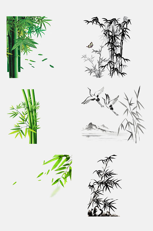中国风水墨仙鹤青竹素材-众图网