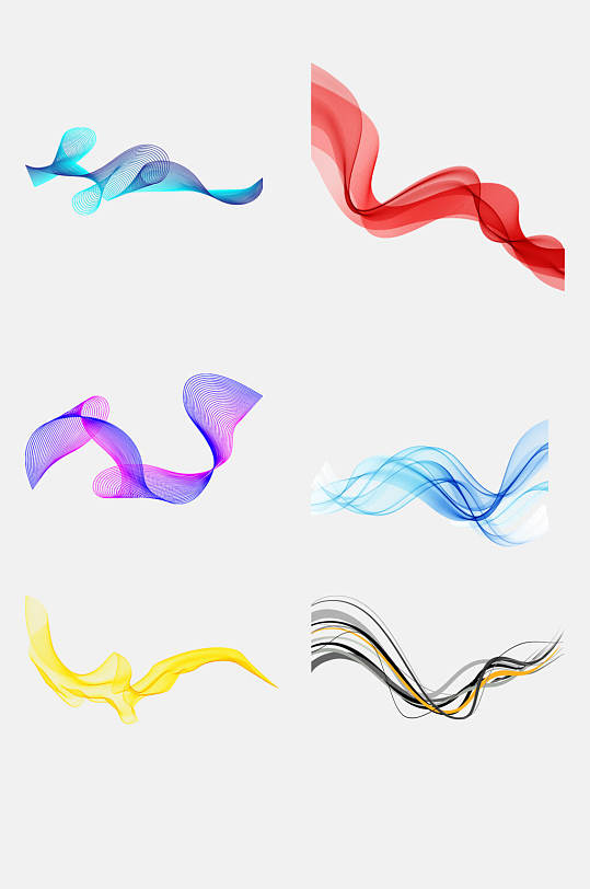 唯美彩色科技波浪线条免抠素材-众图网