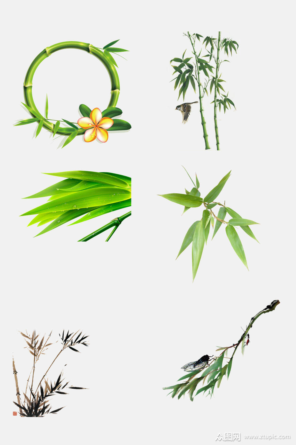 创意中国风水墨青竹素材