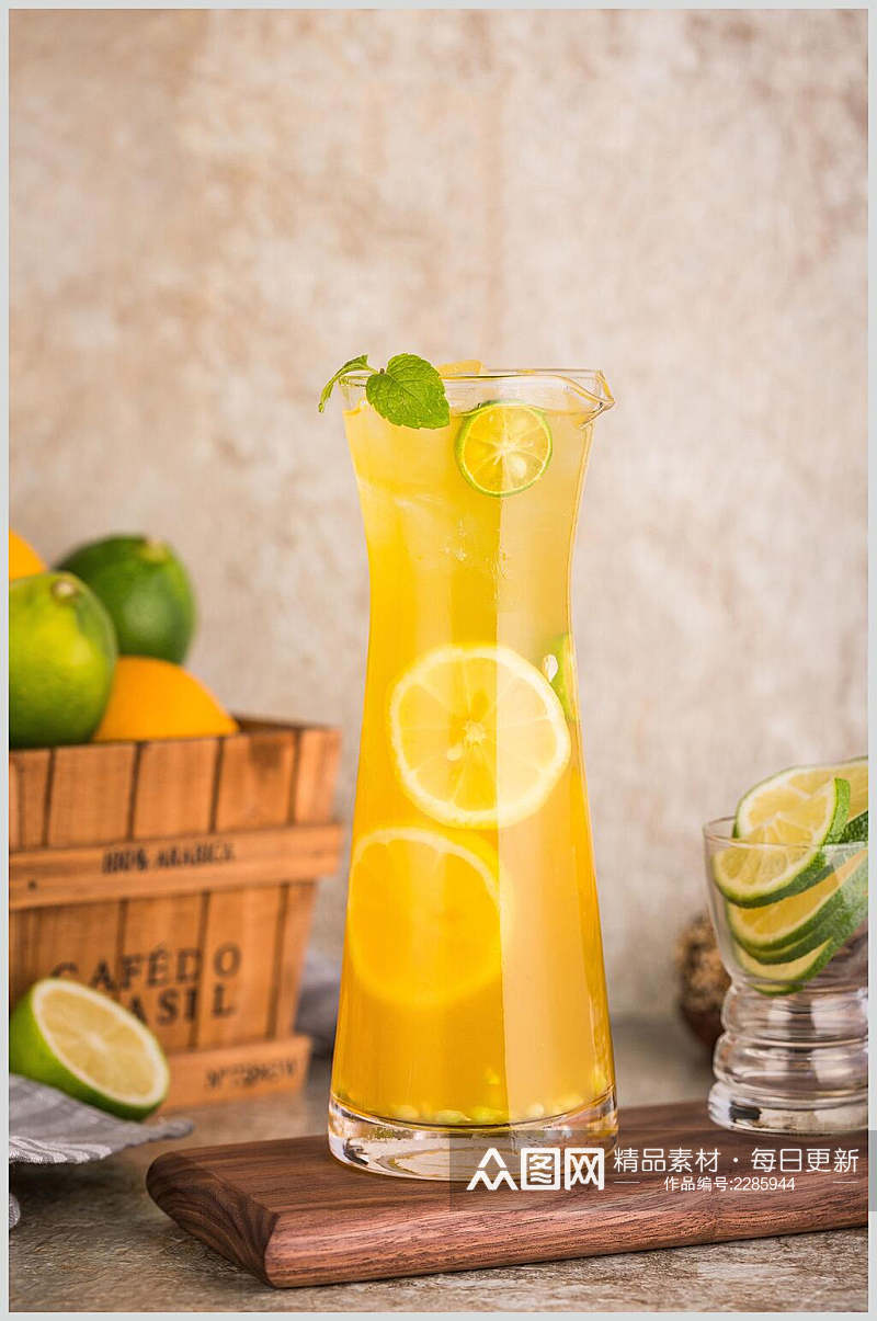 柠檬水奶茶鲜果汁玻璃杯摄影图高清图片素材
