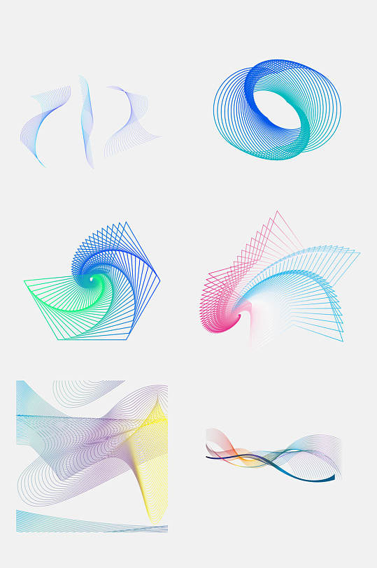 立体彩色科技波浪线条免抠素材-众图网