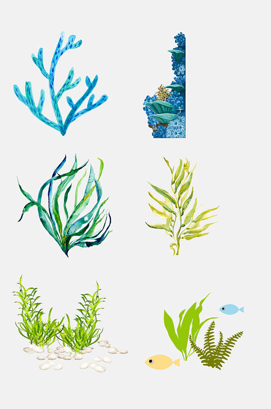创意海底世界水草素材