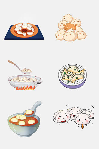 卡通创意汤圆春节饺子人物免抠素材