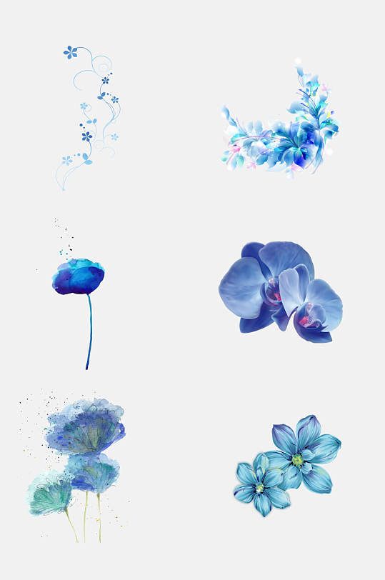 蓝色梦幻花卉花朵素材