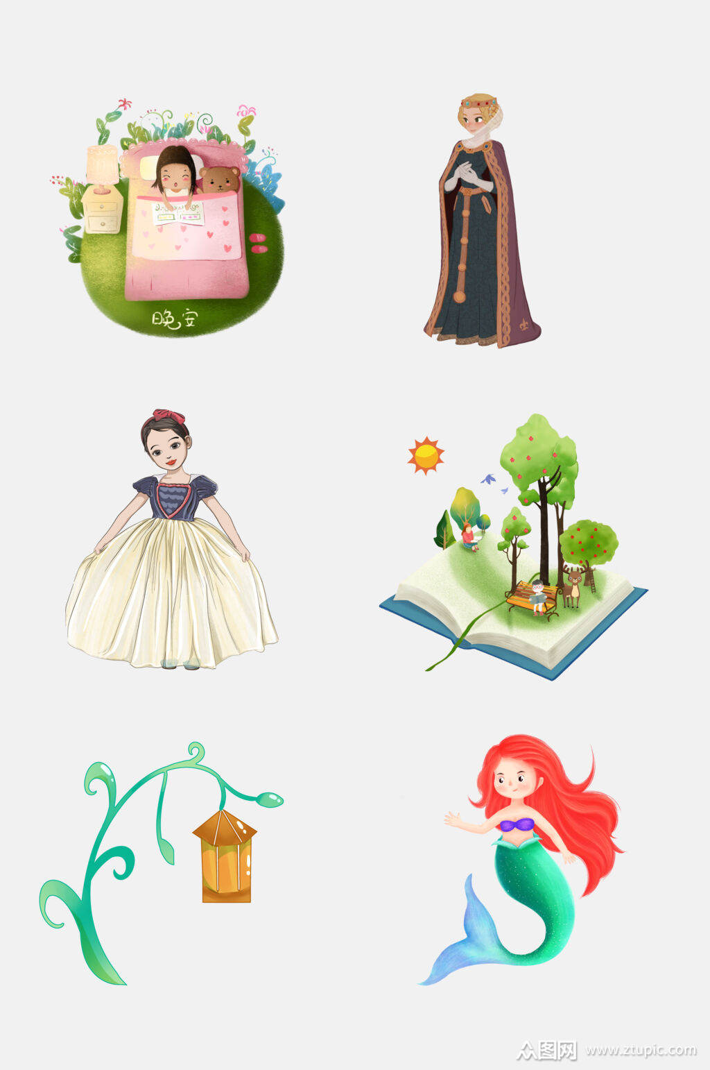 卡通唯美时尚童话手绘人物素材模板下载-编号2295946-众图网