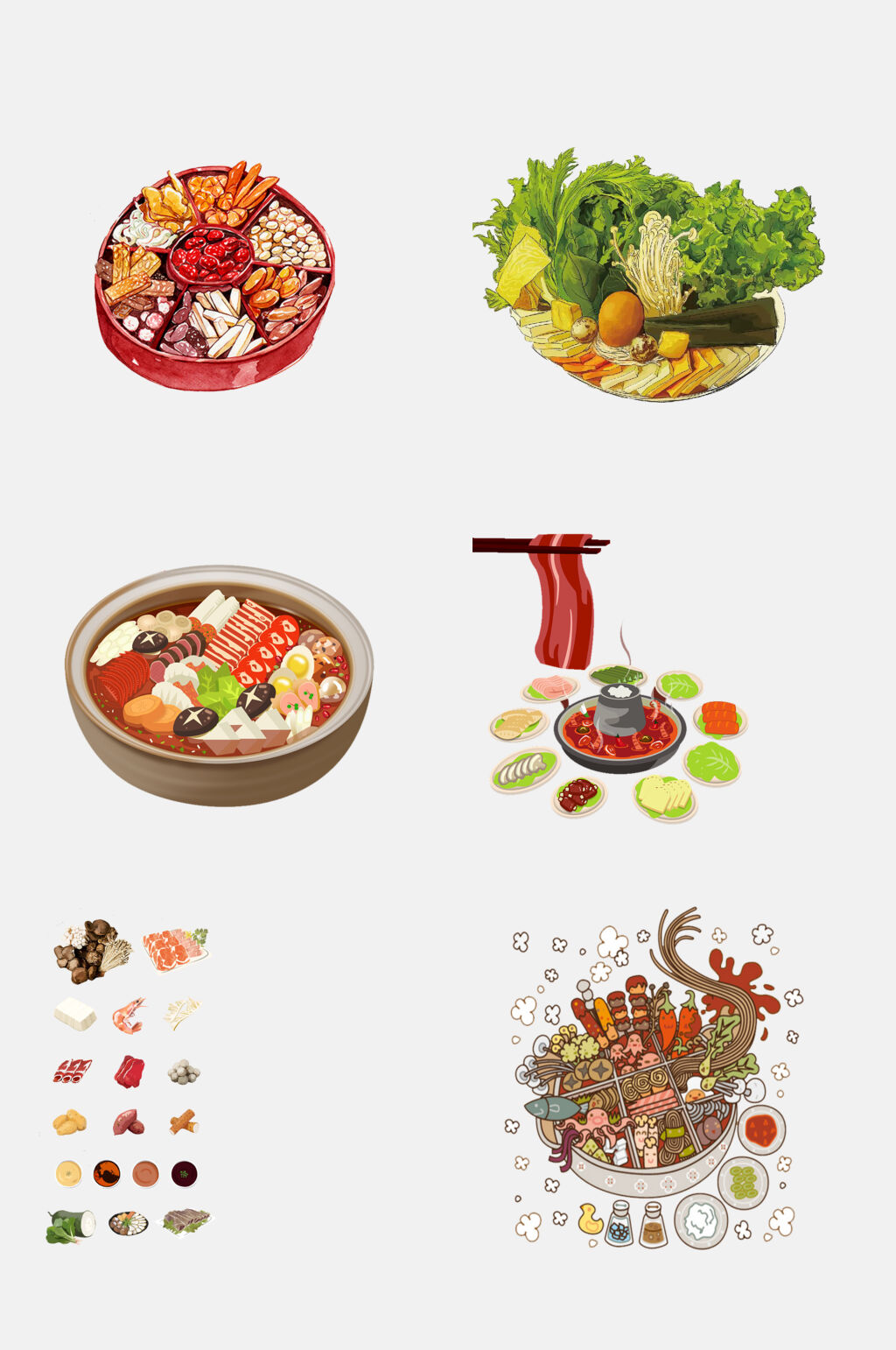 清新创意美食火锅素材素材