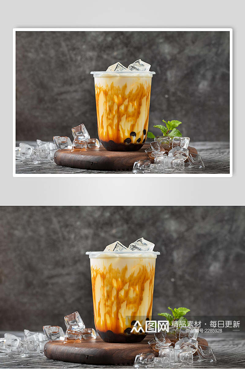 网红奶茶鲜果茶场景摄影图高清图片素材