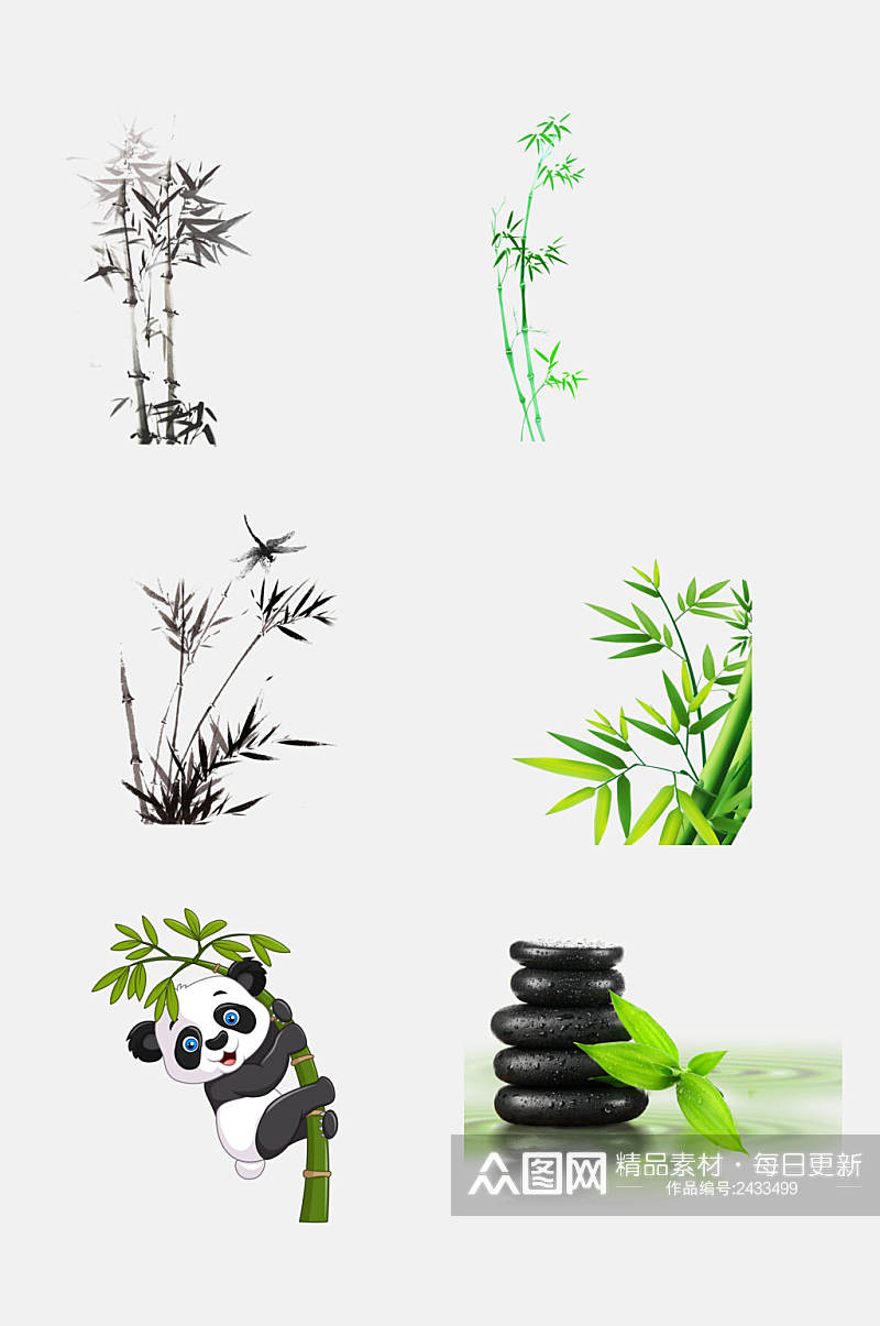 清新中国风水墨动物青竹设计素材素材
