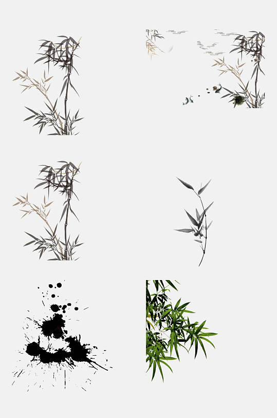简洁中国风水墨青竹素材-众图网