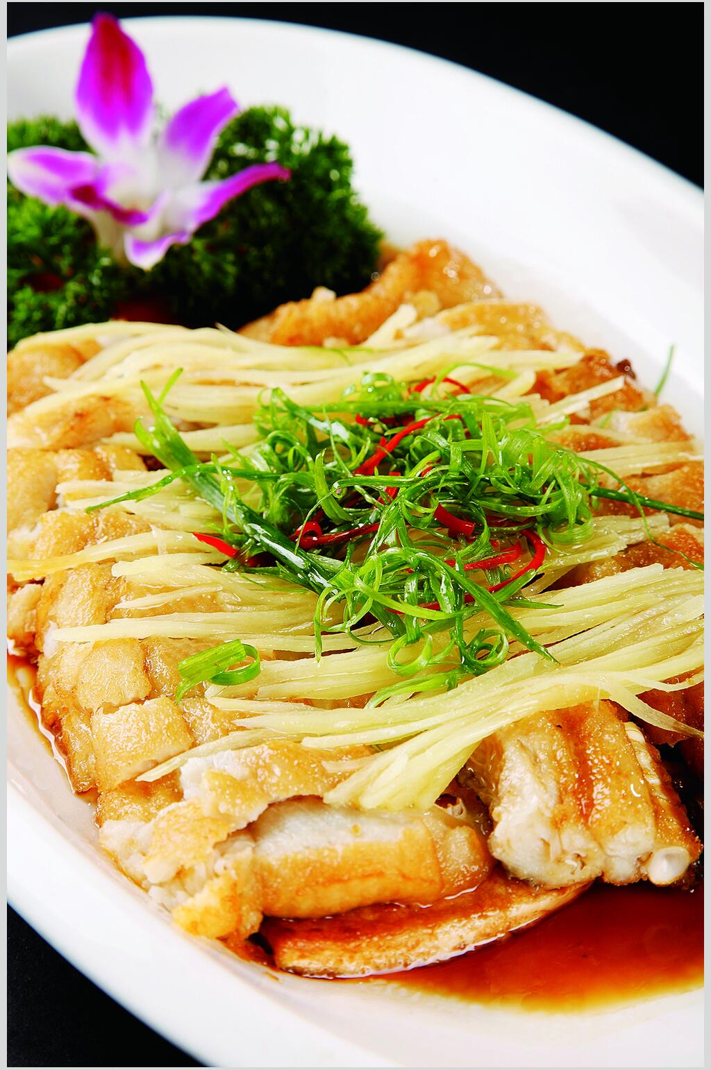 姜丝豆腐蒸鲨鱼图片素材