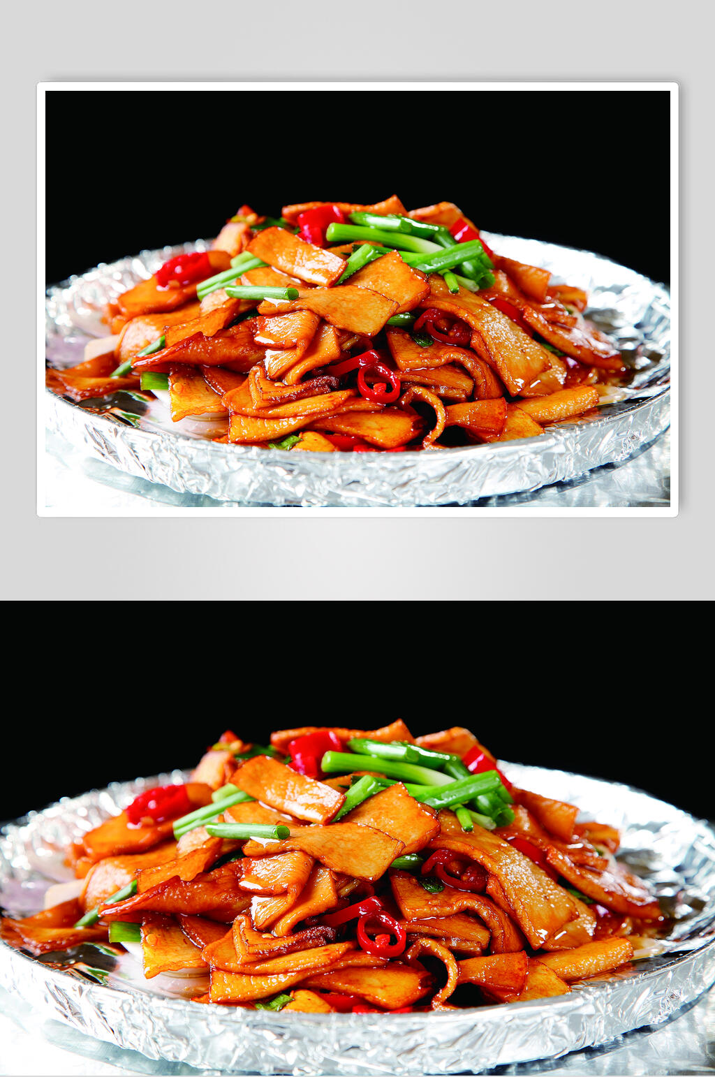 香辣铁板杏鲍菇食品摄影图片素材
