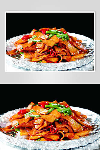 香辣铁板杏鲍菇食品摄影图片